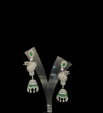 American Diamonds drop Jhumka earrings/Silver Finish Earrings