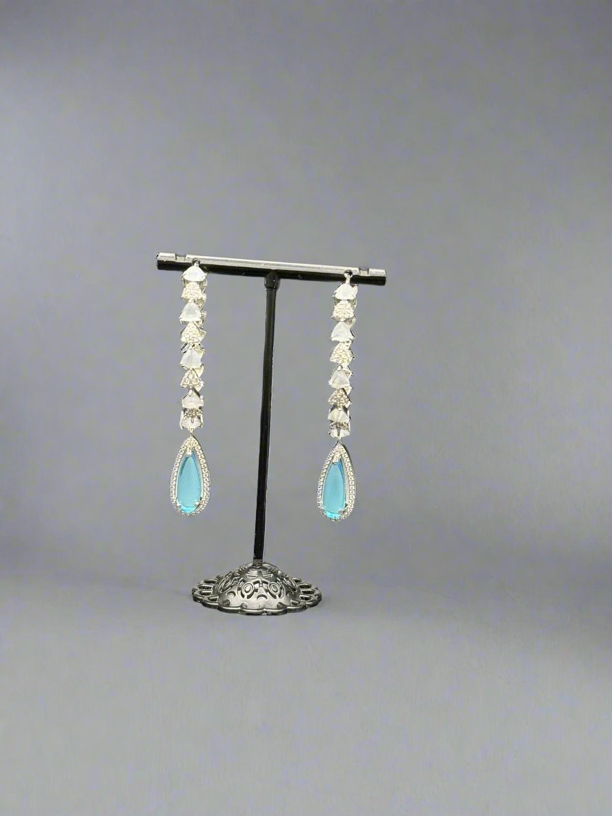 American Diamonds drop Jhumka bali earrings/Silver Finish Earrings