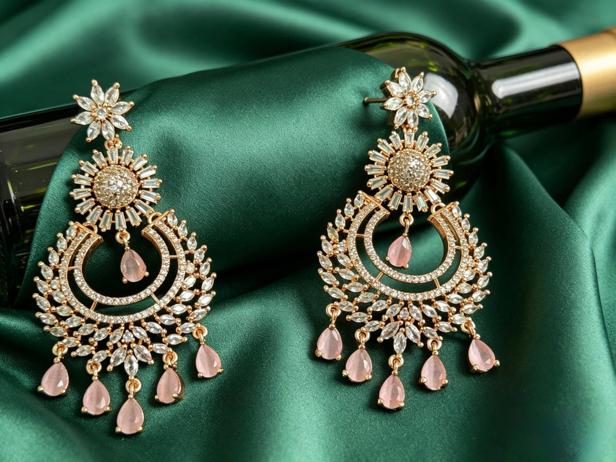 Empress Rose Gold American Diamond Chaand Bali Earrings