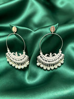 The Noor Jahan Oxidised Pearl Hoop Chaandbali Earrings