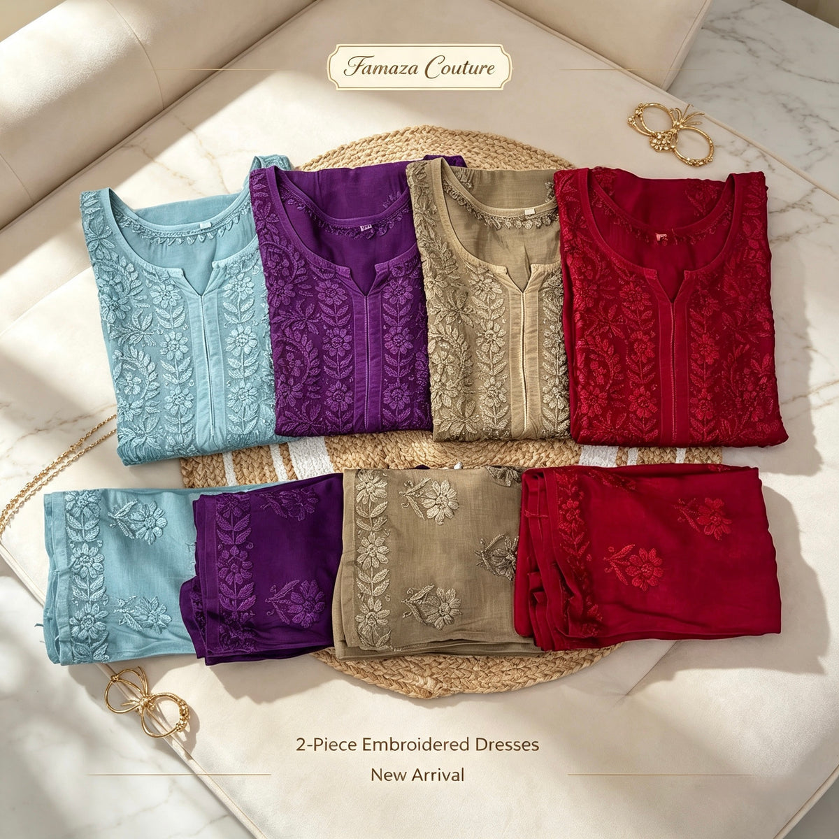 The Chandni Nazakat 3D Chikankari Modal Muslin Silk Set