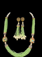 Tanjore Art Beaded Mala Set | Regal Bridal Pearl Necklace – Famaza Couture