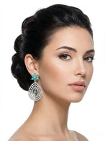 Silver American Diamond Jhumka Earrings | Bridal Party Wear Earrings
