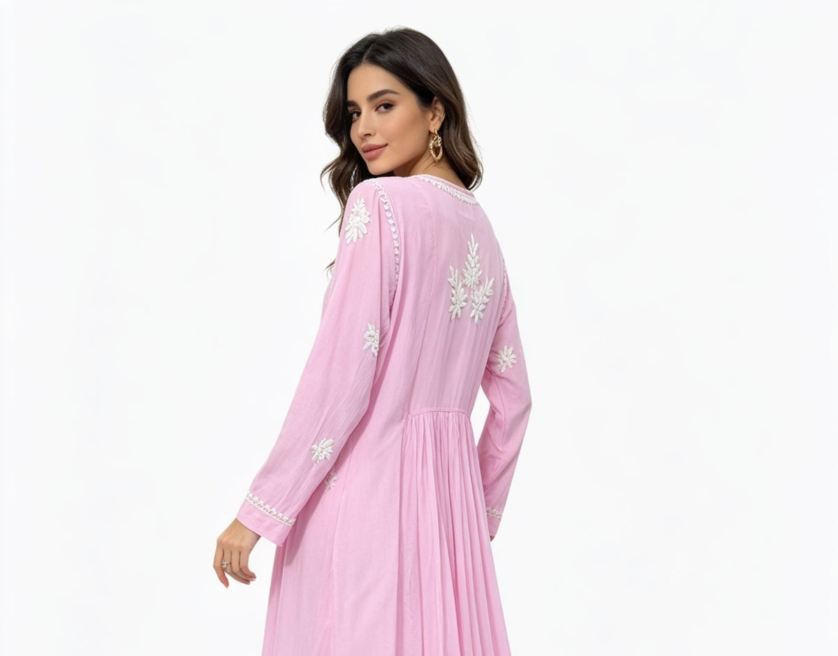 Chikankari Naira Cut Kurti Top | Indian Shirt for Women | Famaza couture