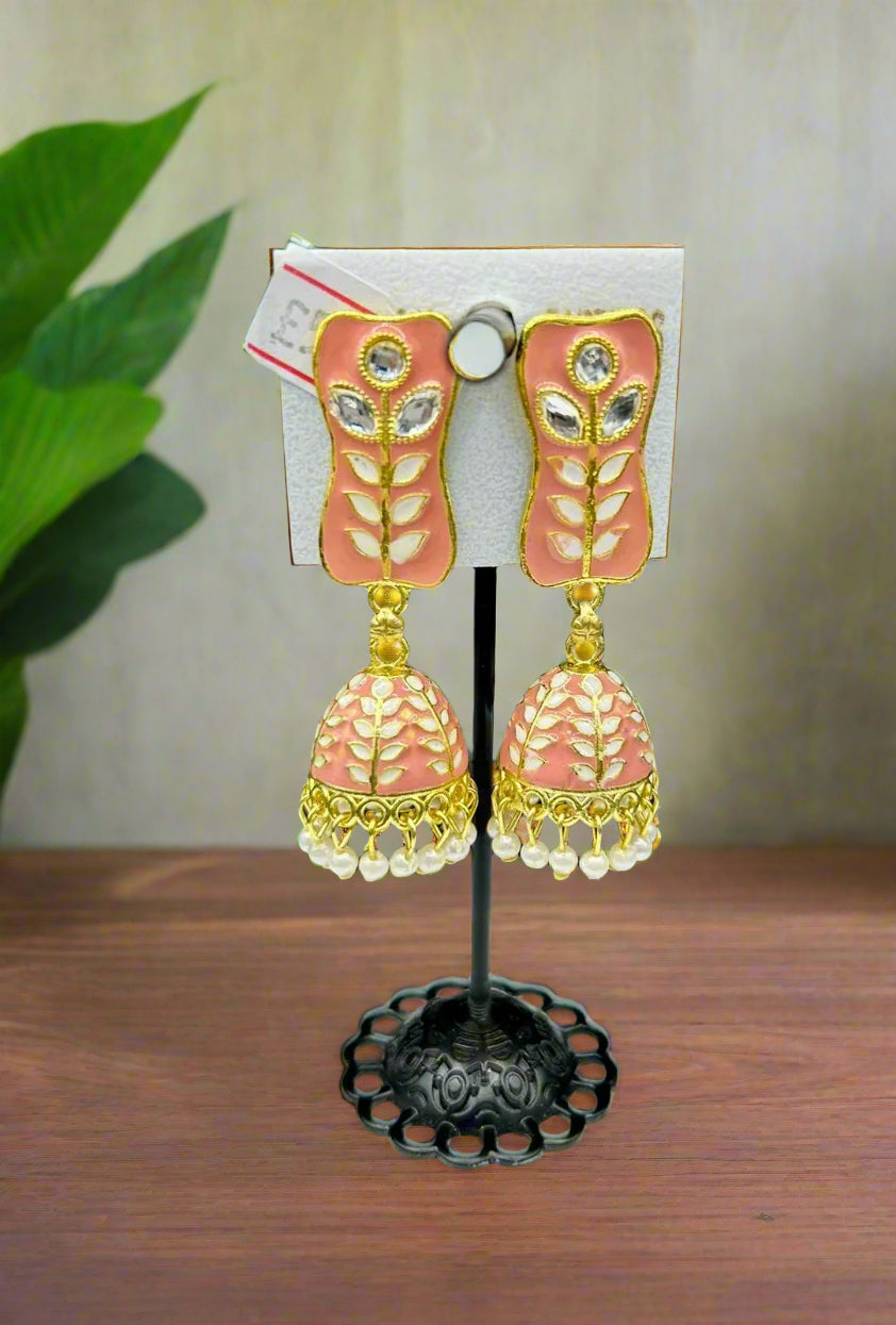 Meenakari drop Jhumka Earrings | Lightweight Handcrafted Bridal Jewellery – Famaza Couture