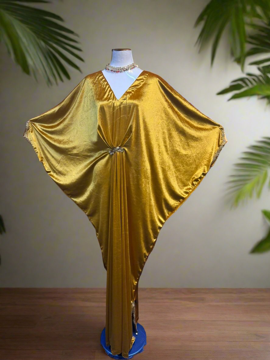 Khurshid Batwing Velvet Kaftan dress