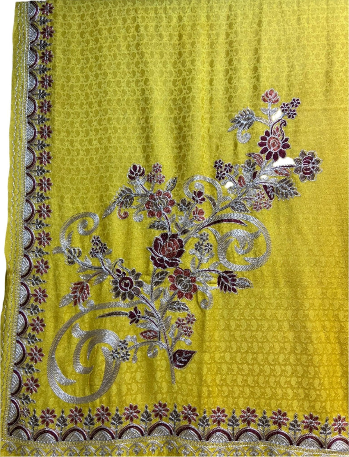 Kashmiri Aari Embroidered Marina Scarf | Handcrafted Shawl – Famaza Couture