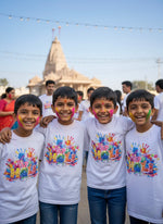 7-12years old children are wearing Happy Holi T-Shirt