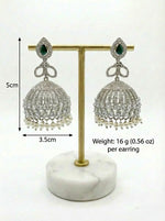 American Diamond Jhumka Earrings (Jhumkey) – Silver Finish Bridal & Party Wear Earrings UK | Famaza Couture