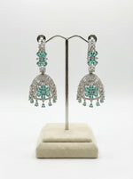 Premium Silver Imitation American Diamond Jhumka Earrings | Famaza Couture