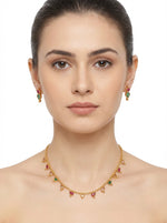 The Rainbow Minakari Set: Dainty Gold Toned Brass Multicoloured Enamel Necklace & Earrings | Famaza Couture