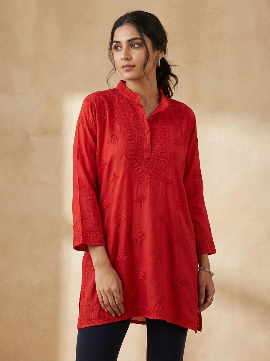 The Imperial Collared Kurti — Dense Ghaspatti Modal Silk Tunic
