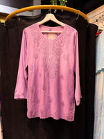 Lucknowi Chikankari Short Kurti - Tone-on-Tone Style