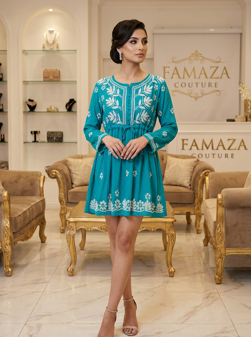 Chikankari Short Kurti Frock Style | Indian Top for Women