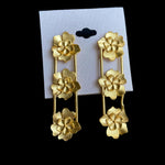 Golden Triple 3DFlower Earrings | Handcrafted Statement Jewellery – Famaza Couture