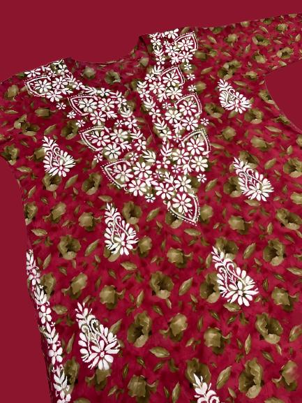 Chikankari - Mul Cotton - Long Kurta/Shirt/Dress/top - Plus sizes