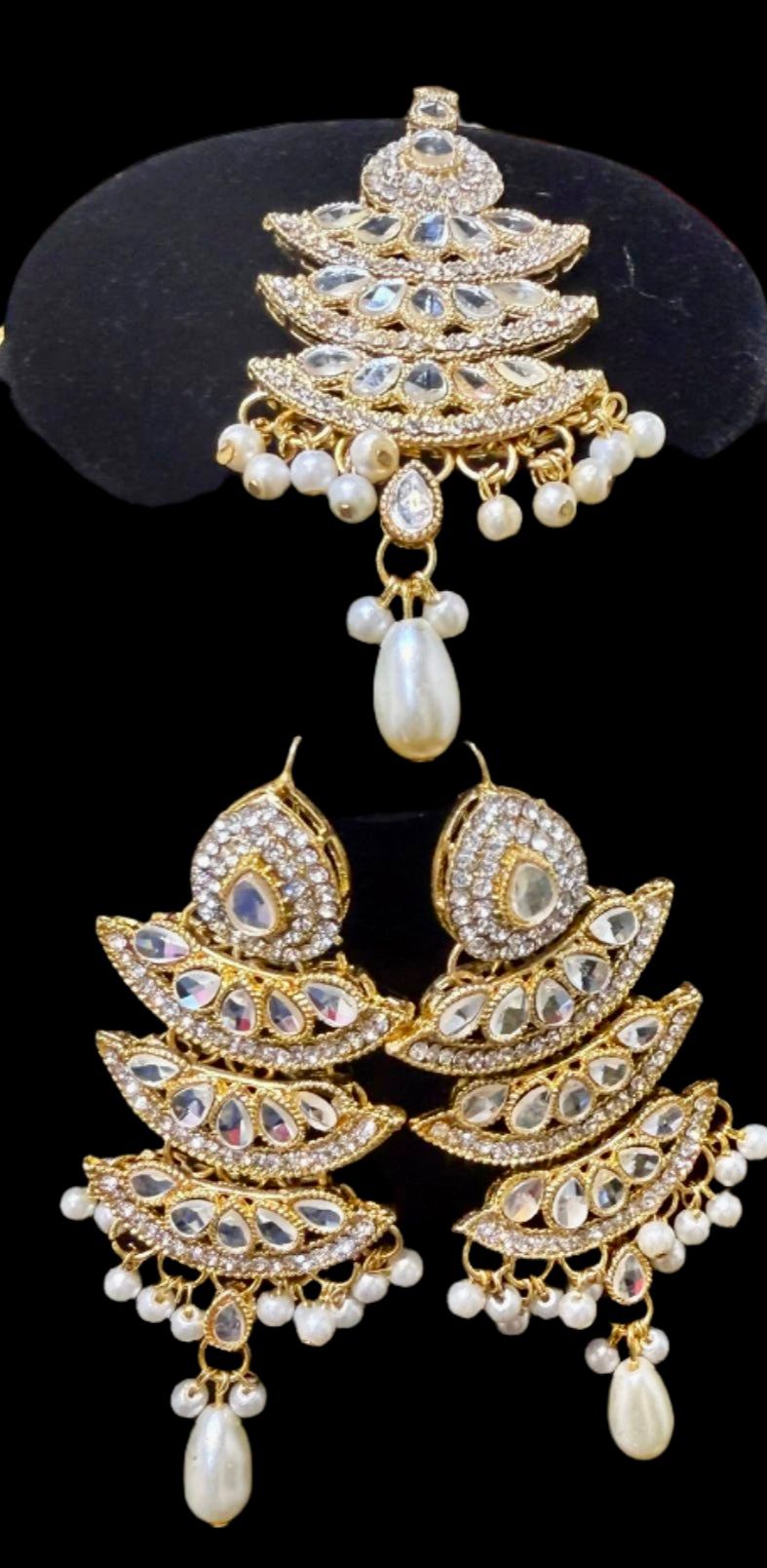 Drop Pearl & Oval Kundan Necklace Set | Polki Bridal Jewellery – Famaza Couture