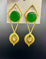 Monalisa Stone Golden golden Earrings | Handcrafted Statement Jewellery – Famaza Couture