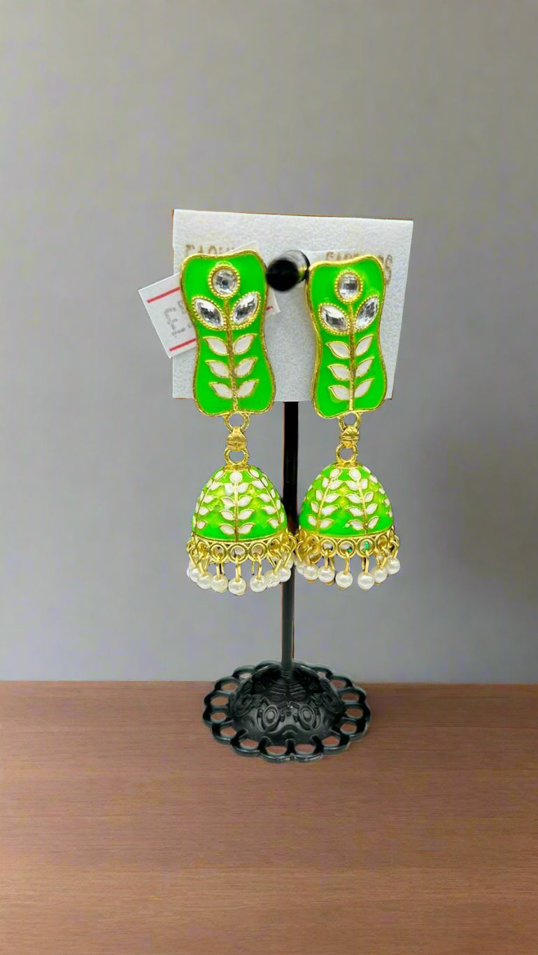 Meenakari drop Jhumka Earrings | Lightweight Handcrafted Bridal Jewellery – Famaza Couture