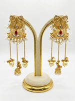 14K Gold Plated Kashmiri Jhumka Earrings | Long Kundan Party Wear Earrings
