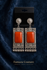 Vintage Scarlet Silver Heritage Oxidised Earrings | Famaza Couture