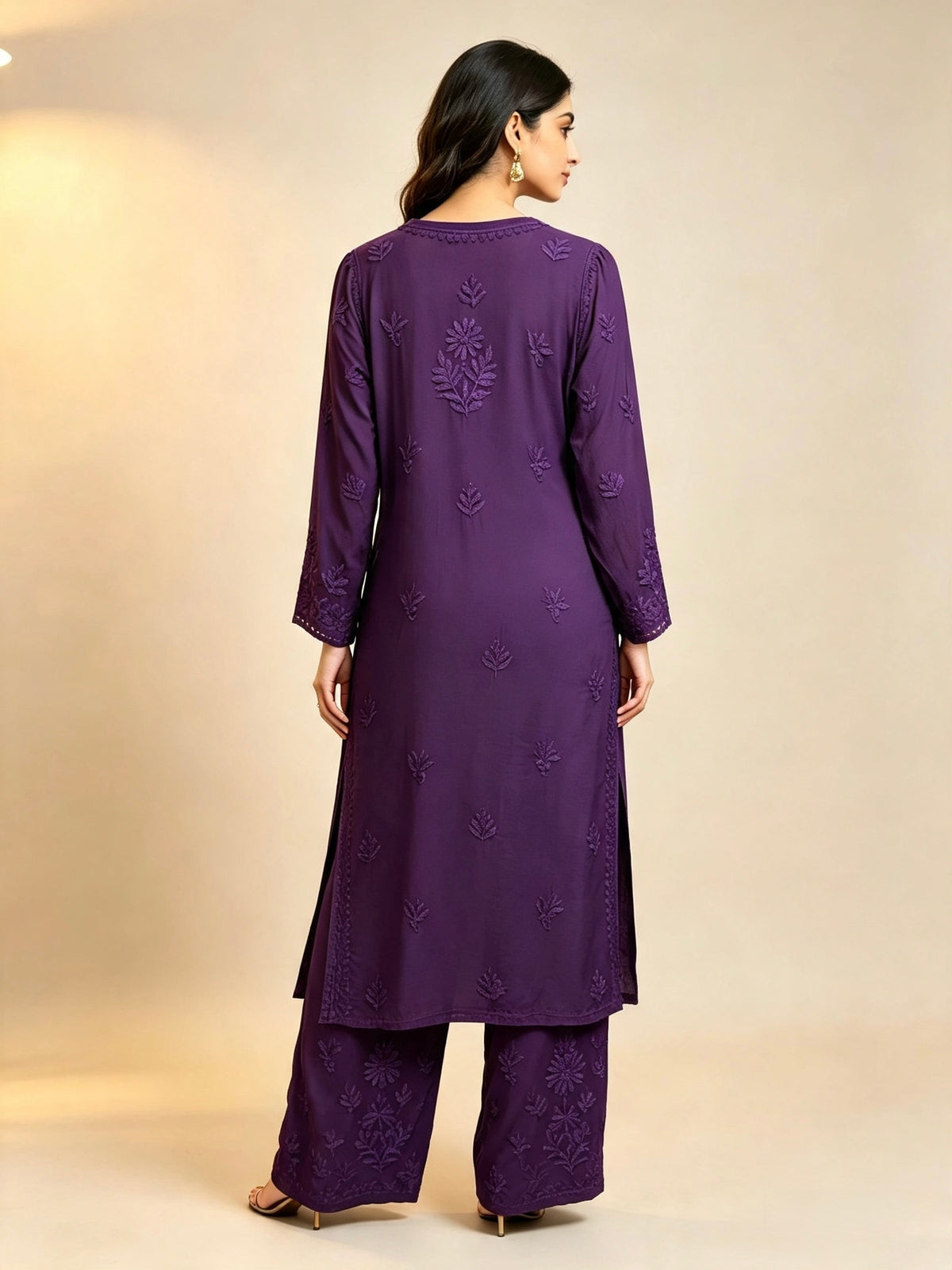 The Mira Nazakat 3D Chikankari Pure Muslin Silk Set | Famaza Couture