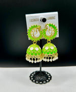 Meenakari peacock Jhumka Earrings | Lightweight Handcrafted Bridal Jewellery – Famaza Couture