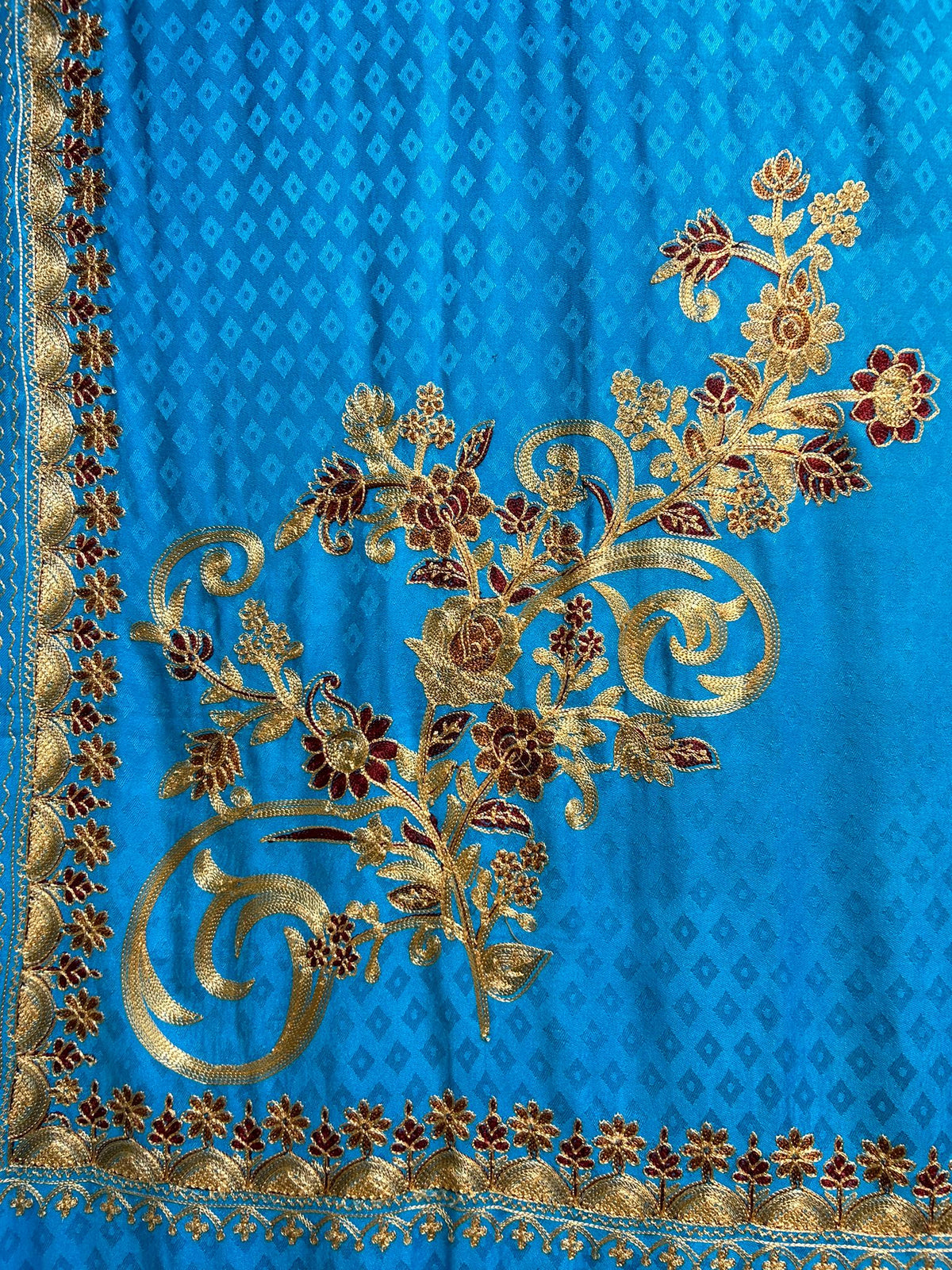 Kashmiri Aari Embroidered Marina Scarf | Handcrafted Shawl – Famaza Couture