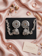 Noor Oxidised Bahubali Jhumka Earrings with Sahara Chains