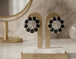 American Diamond Floral Cluster Stud Earrings | Silver Tone