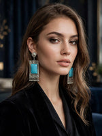 Vintage Scarlet Silver Heritage Oxidised Earrings | Famaza Couture