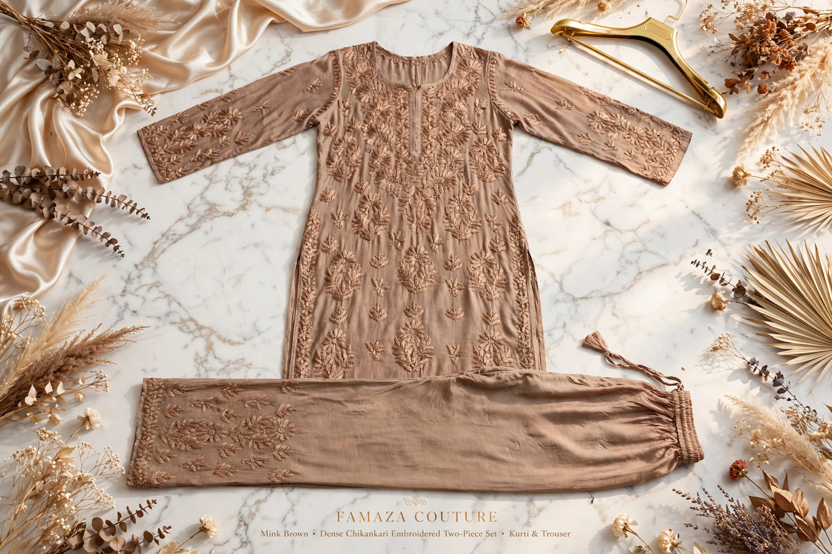 The Chandni Nazakat 3D Chikankari Modal Muslin Silk Set