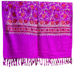 Magenta Kashmiri Embroidered Pashmina Scarf | Handcrafted Shawl – Famaza Couture