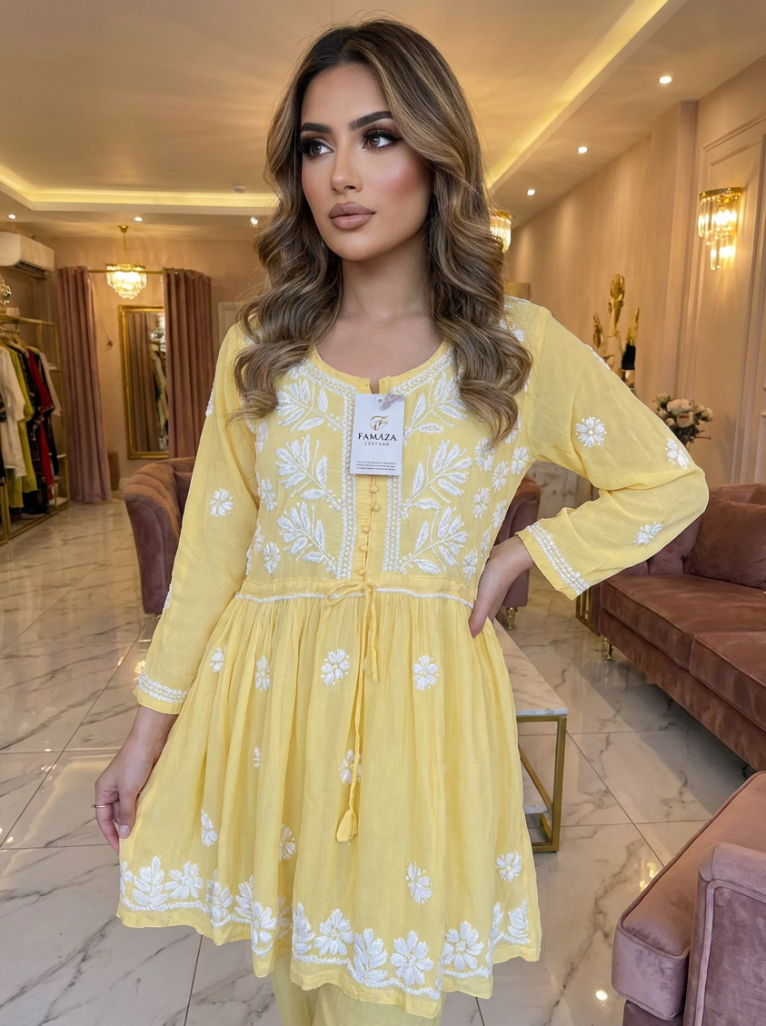 Chikankari Short Kurti Frock Style | Indian Top for Women