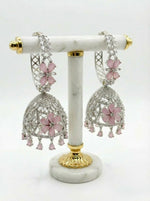 Premium Silver Imitation American Diamond Jhumka Earrings | Famaza Couture