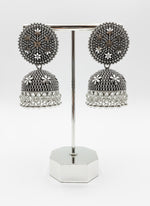 Silver oxidised teardrop filigree earrings Famaza Couture