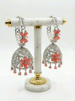 Premium Silver Imitation American Diamond Jhumka Earrings | Famaza Couture