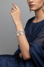 AD Bangle Square Cut Setting Silver - Cubic Zirconia Wedding Bracelet