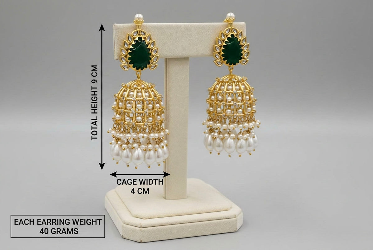 Royal Monalisa Stone & Coin Golden Earrings | Bridal & Partywear Wembley