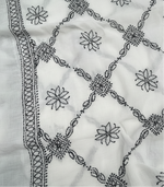 🖤 Heritage Monochrome Floral Embroidered Dupatta | Elegant Bakhiya Shadow Work
