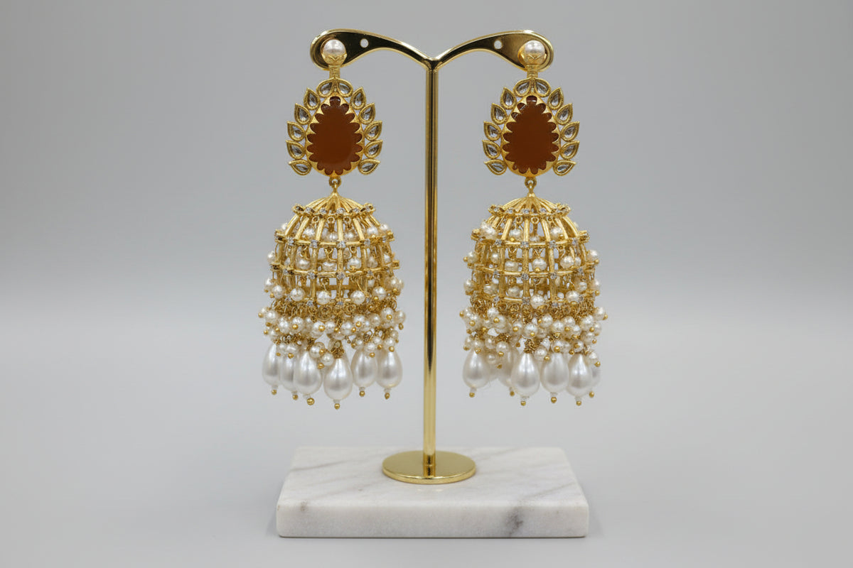 Royal Gilded orange Monalisa Stone and Coin Golden