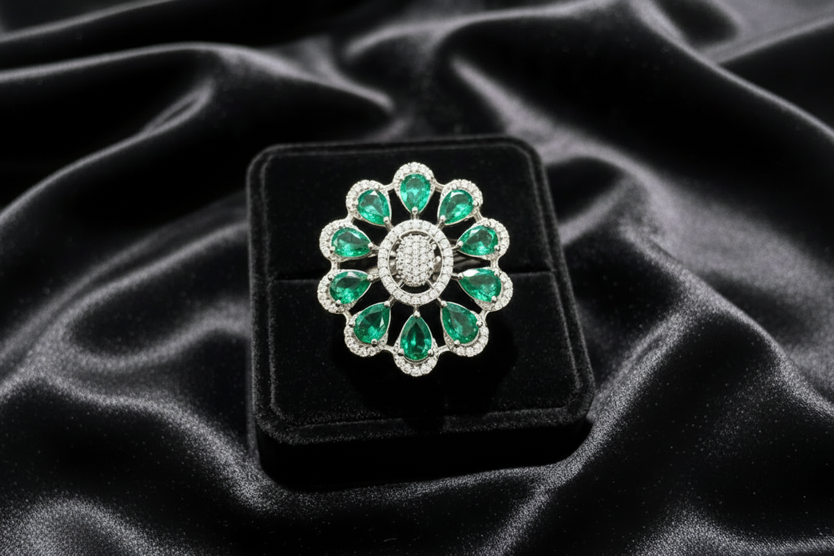 The Omaim Imperial Radiant American Diamond Statement Ring
