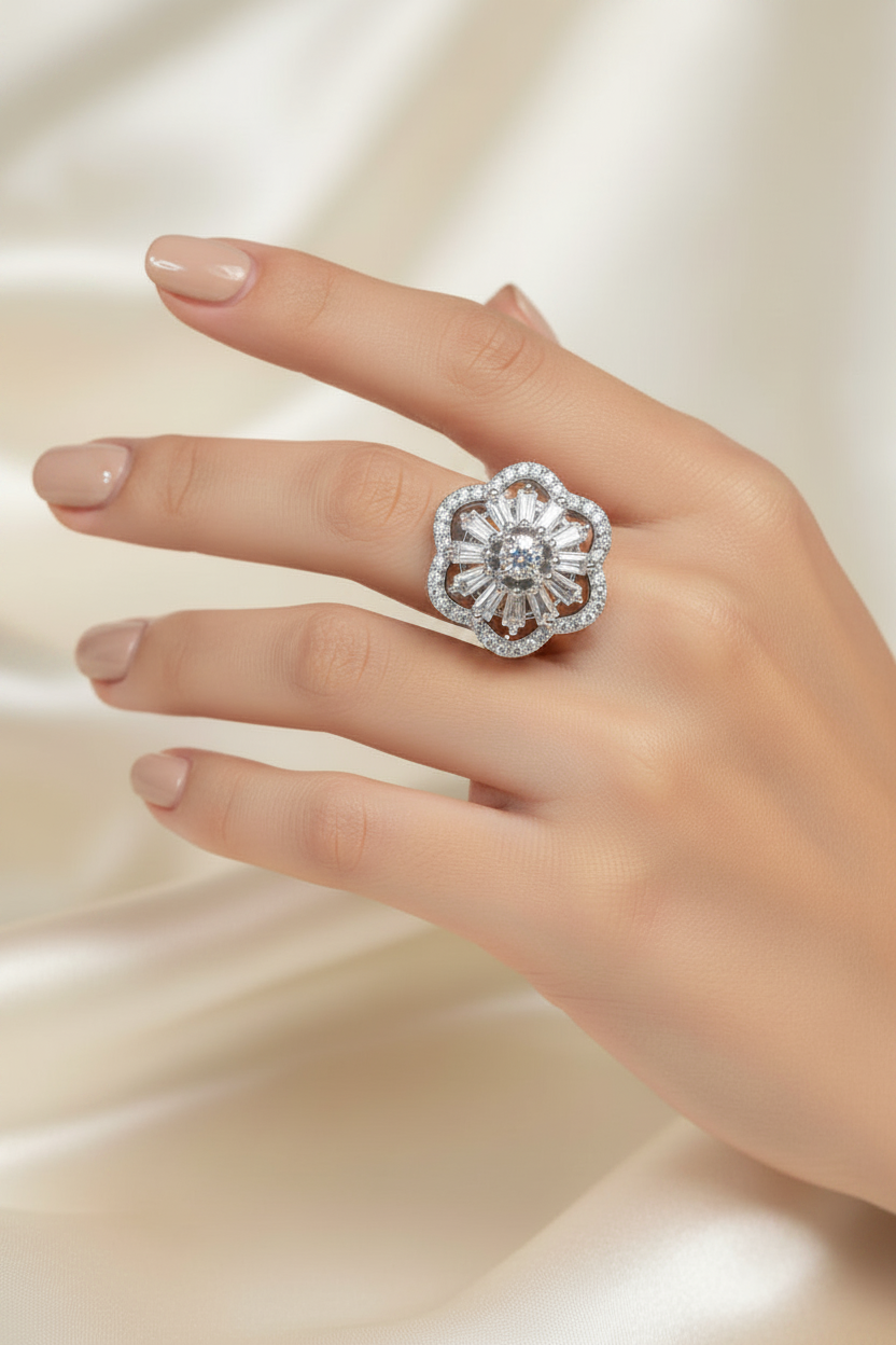 The Primrose Bloom Floral Adjustable Ring | Famaza Couture
