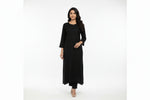A jet black colour viscose fabric tone to tone silk thread hand embroidered long kurti.