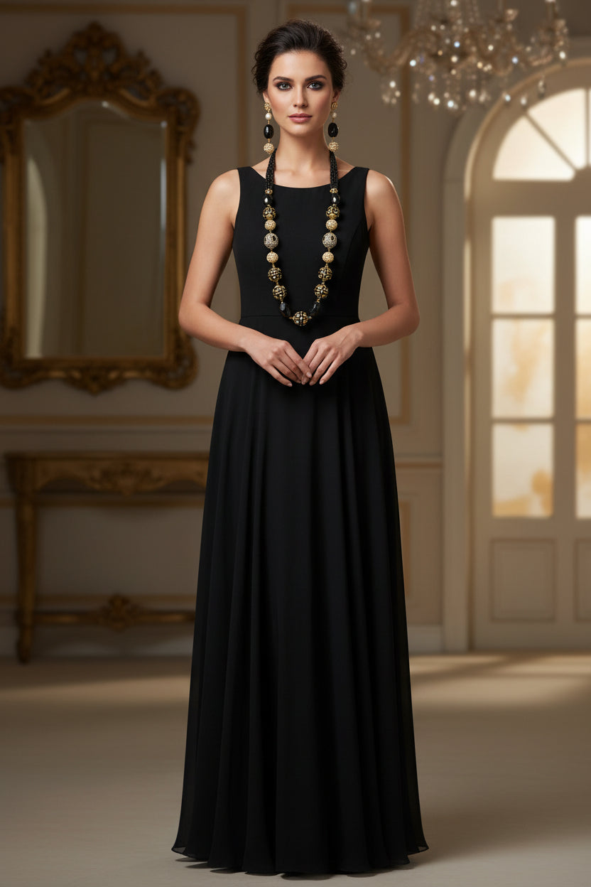 A luxury Tanjore Art Meenakari hot black beaded Mala Set, featuring a regal bridal necklace and matching earrings with black and gold details.