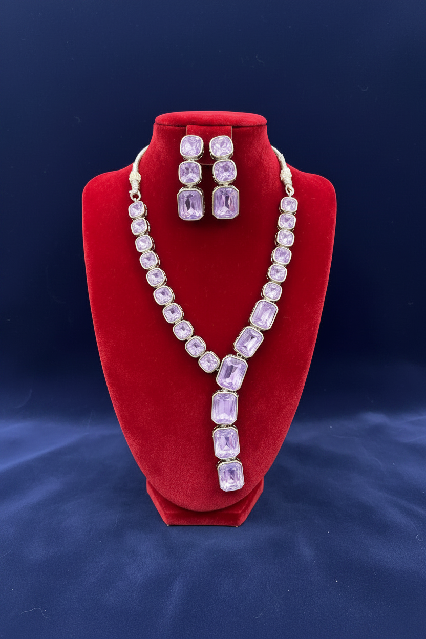 The Lumina Opal Crystal Lariat & Chandelier Jewellery Set | Famaza Couture