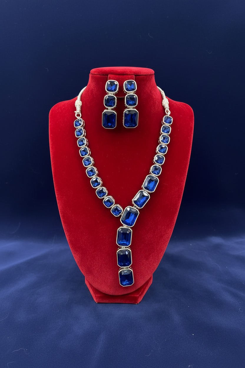 The Lumina Opal Crystal Lariat & Chandelier Jewellery Set | Famaza Couture