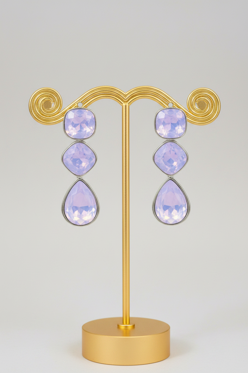 Neon 3-Tier Crystal Drop Statement Earrings