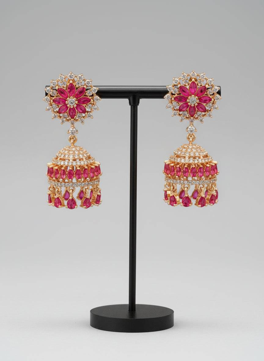 American diamond mini jhumka earrings – festive wear women’s earrings.