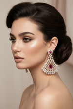 The Celestia rose gold American Diamond drop earrings by Famaza Couture